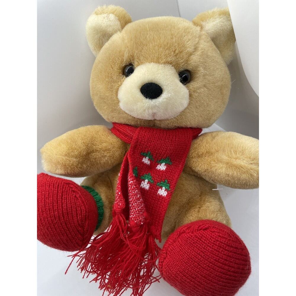 Applause Wallace Berrie Christmas Bear 12" Plush Stuffed Animal 1987